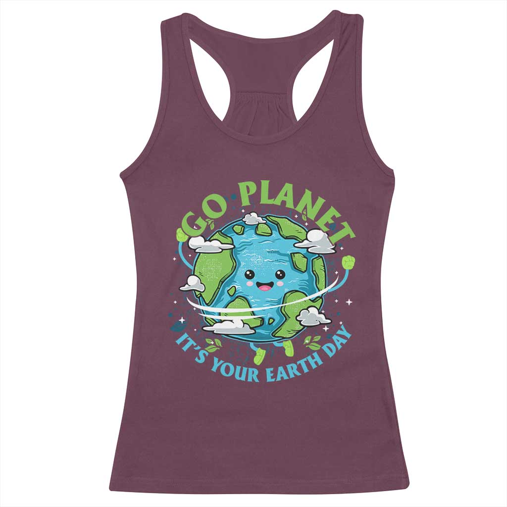 Earth Day Racerback Tank Top Save the Planet 2025 TS10 Maroon Print Your Wear