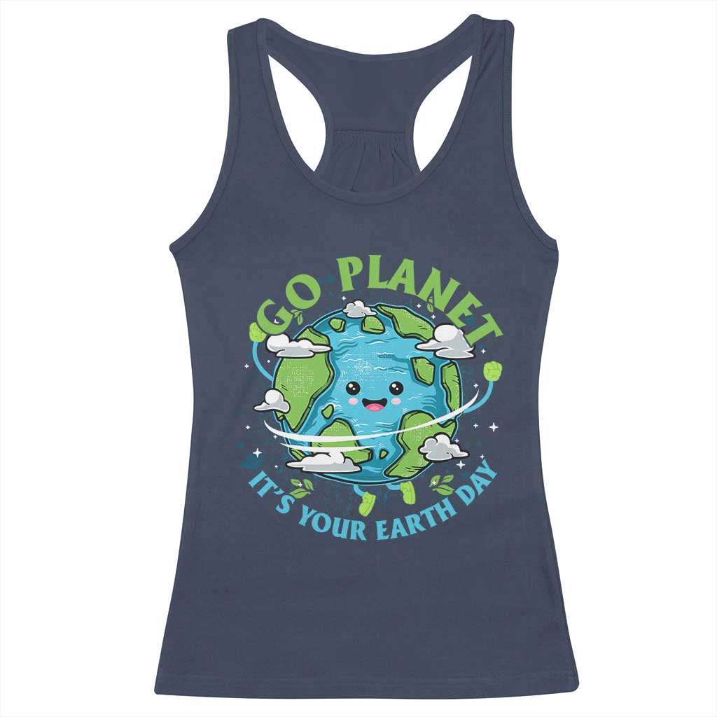 Earth Day Racerback Tank Top Save the Planet 2025 TS10 Navy Print Your Wear
