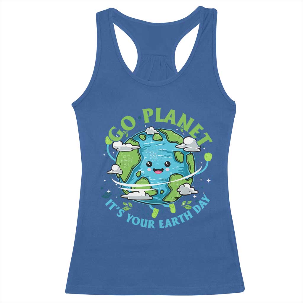 Earth Day Racerback Tank Top Save the Planet 2025 TS10 Royal Blue Print Your Wear
