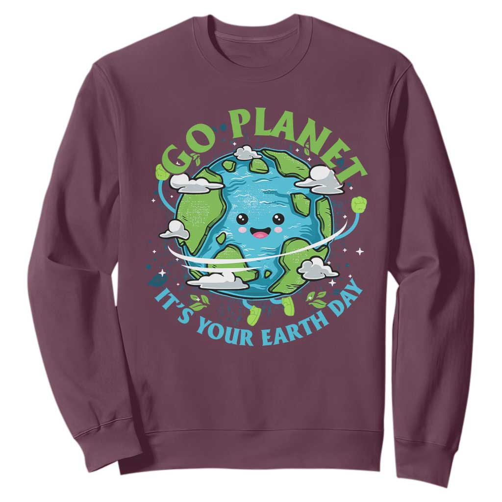Earth Day Sweatshirt Save the Planet 2025 TS10 Maroon Print Your Wear