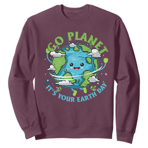 Earth Day Sweatshirt Save the Planet 2025 TS10 Maroon Print Your Wear