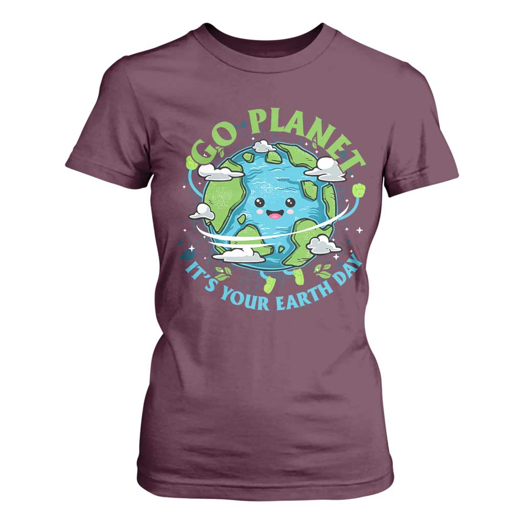 Earth Day T Shirt For Women Save the Planet 2025 TS10 Maroon Print Your Wear