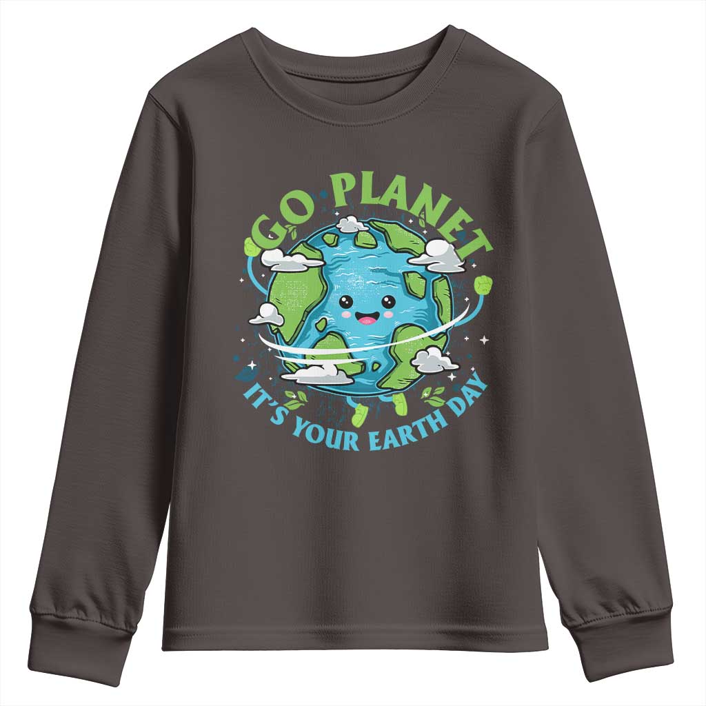 Earth Day Youth Sweatshirt Save the Planet 2025 TS10 Dark Chocolate Print Your Wear