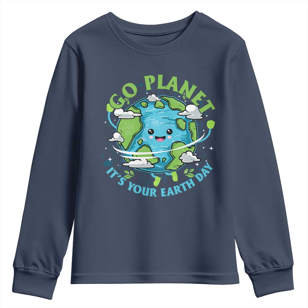 Earth Day Youth Sweatshirt Save the Planet 2025 TS10 Navy Print Your Wear