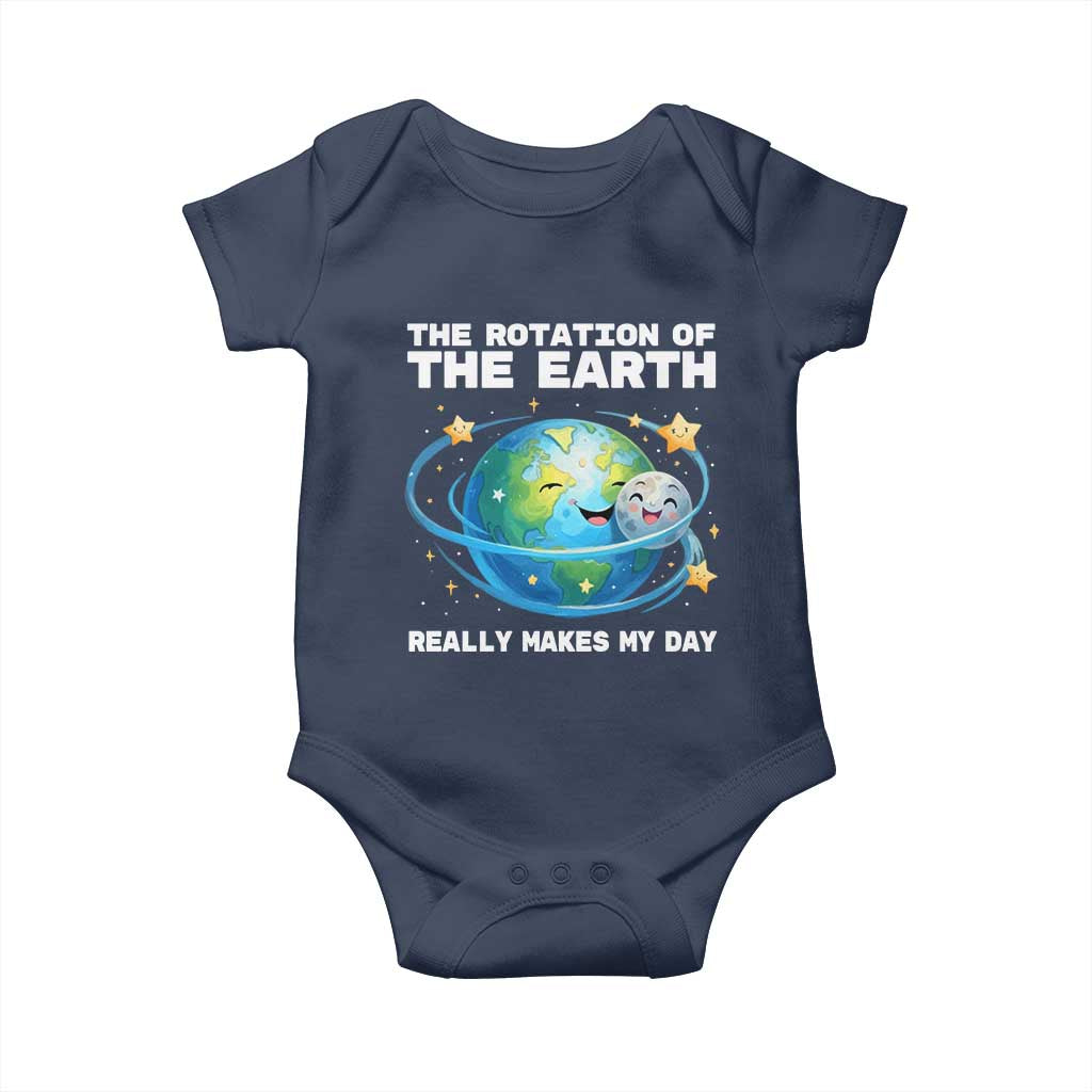 Teacher Earth Day Baby Onesie Rotation of the Earth Makes My Day Science TS10 Navy Print Your Wear