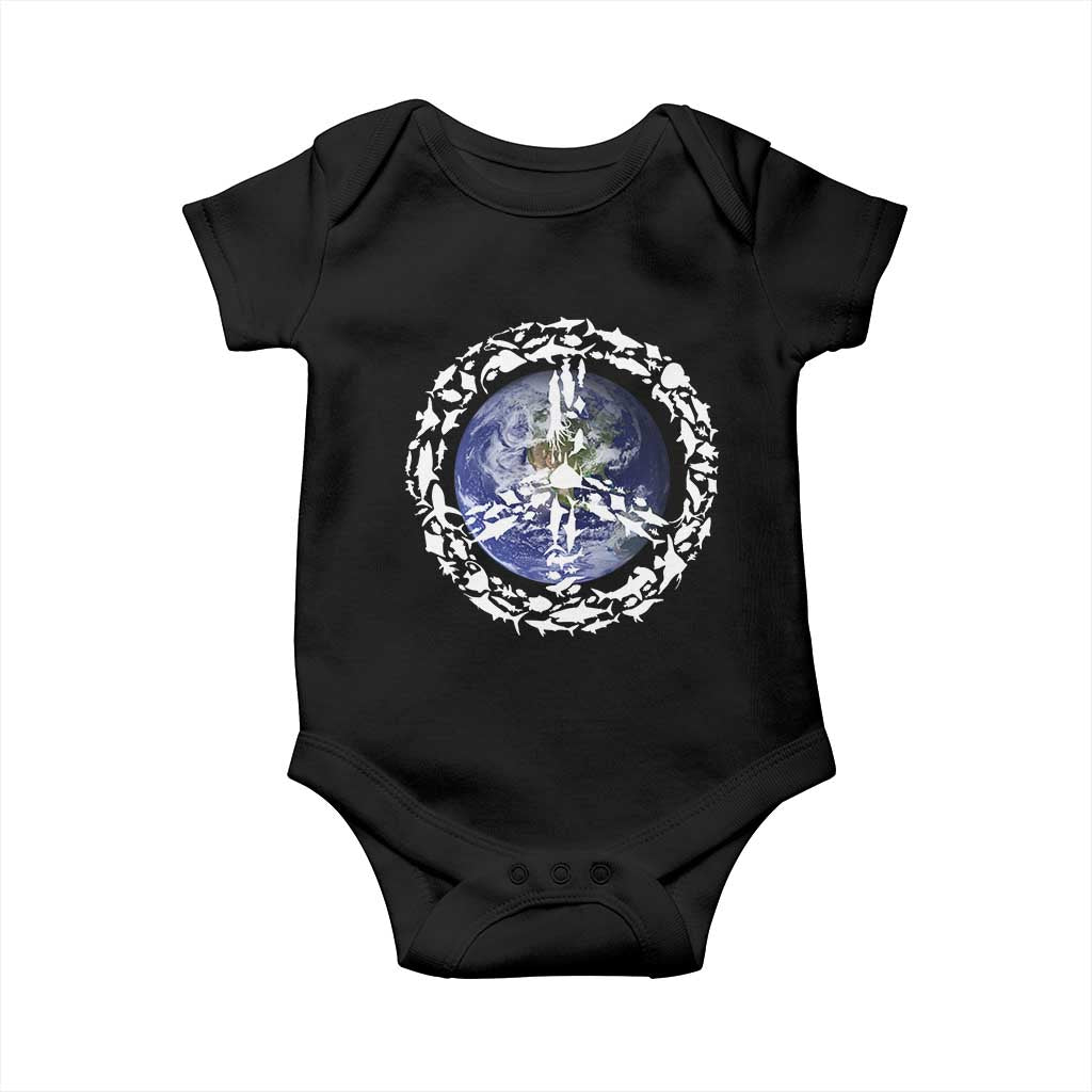 Earth Day Baby Onesie Save the Planet Peace Sign Positive Vibes TS10 Black Print Your Wear