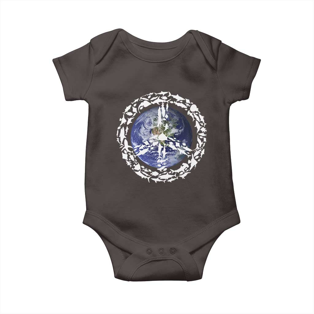 Earth Day Baby Onesie Save the Planet Peace Sign Positive Vibes TS10 Dark Chocolate Print Your Wear