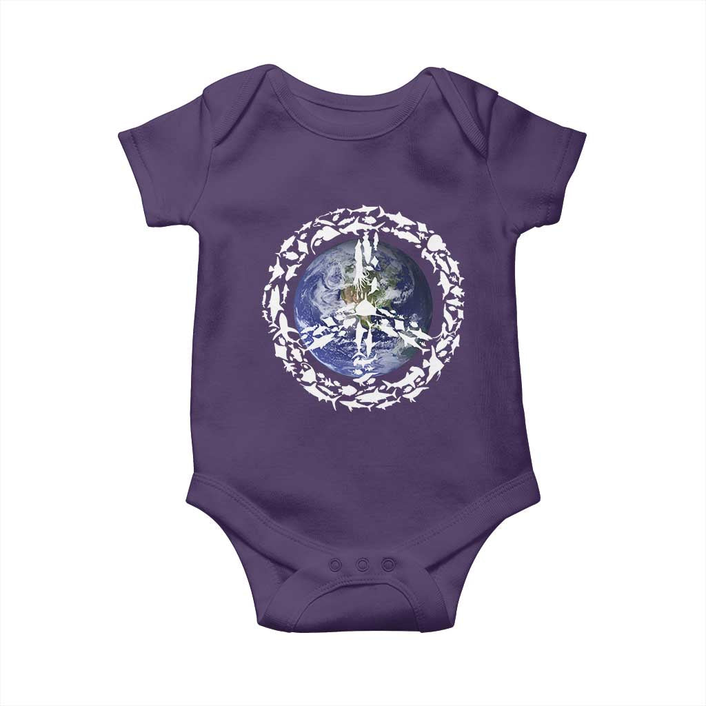 Earth Day Baby Onesie Save the Planet Peace Sign Positive Vibes TS10 Purple Print Your Wear