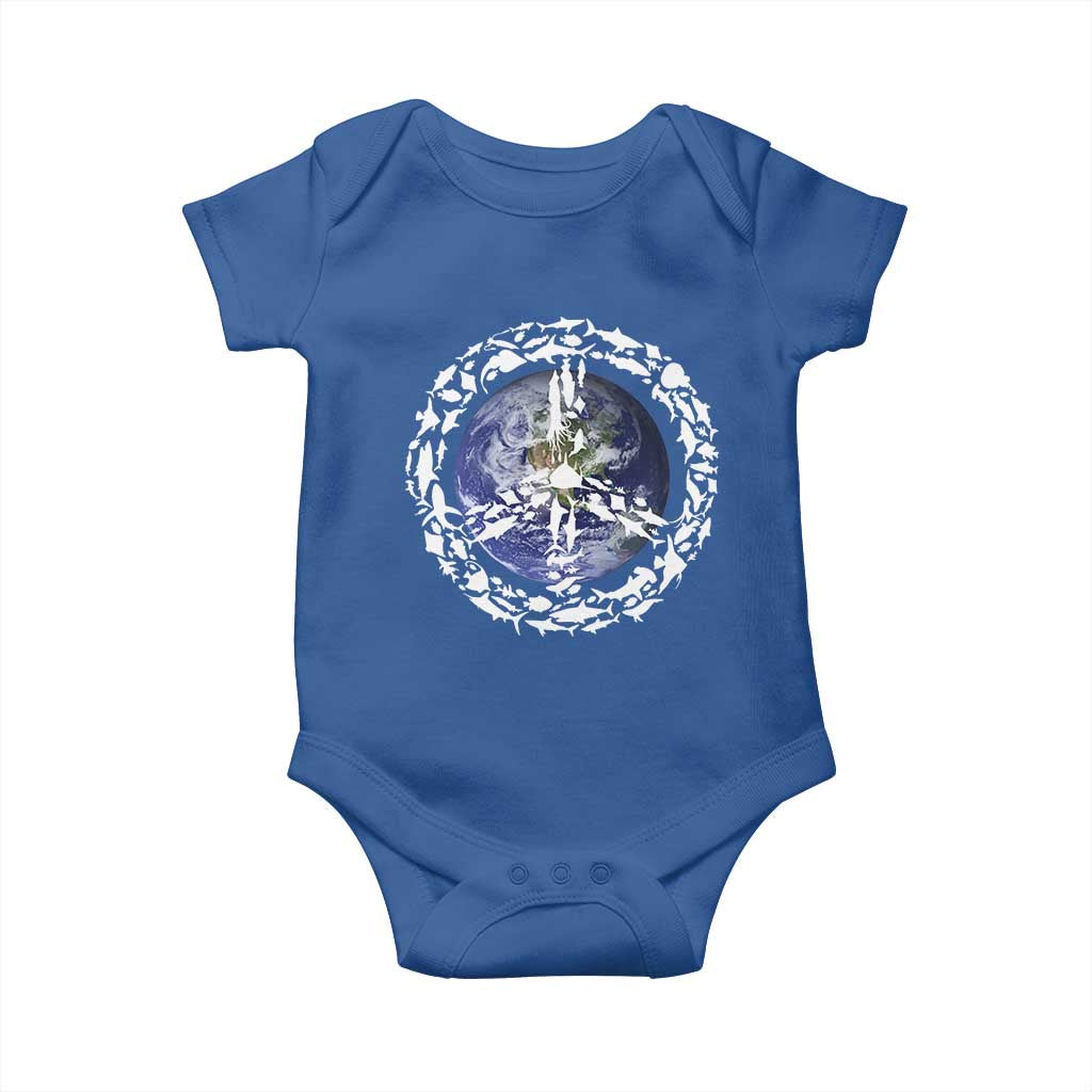 Earth Day Baby Onesie Save the Planet Peace Sign Positive Vibes TS10 Royal Blue Print Your Wear