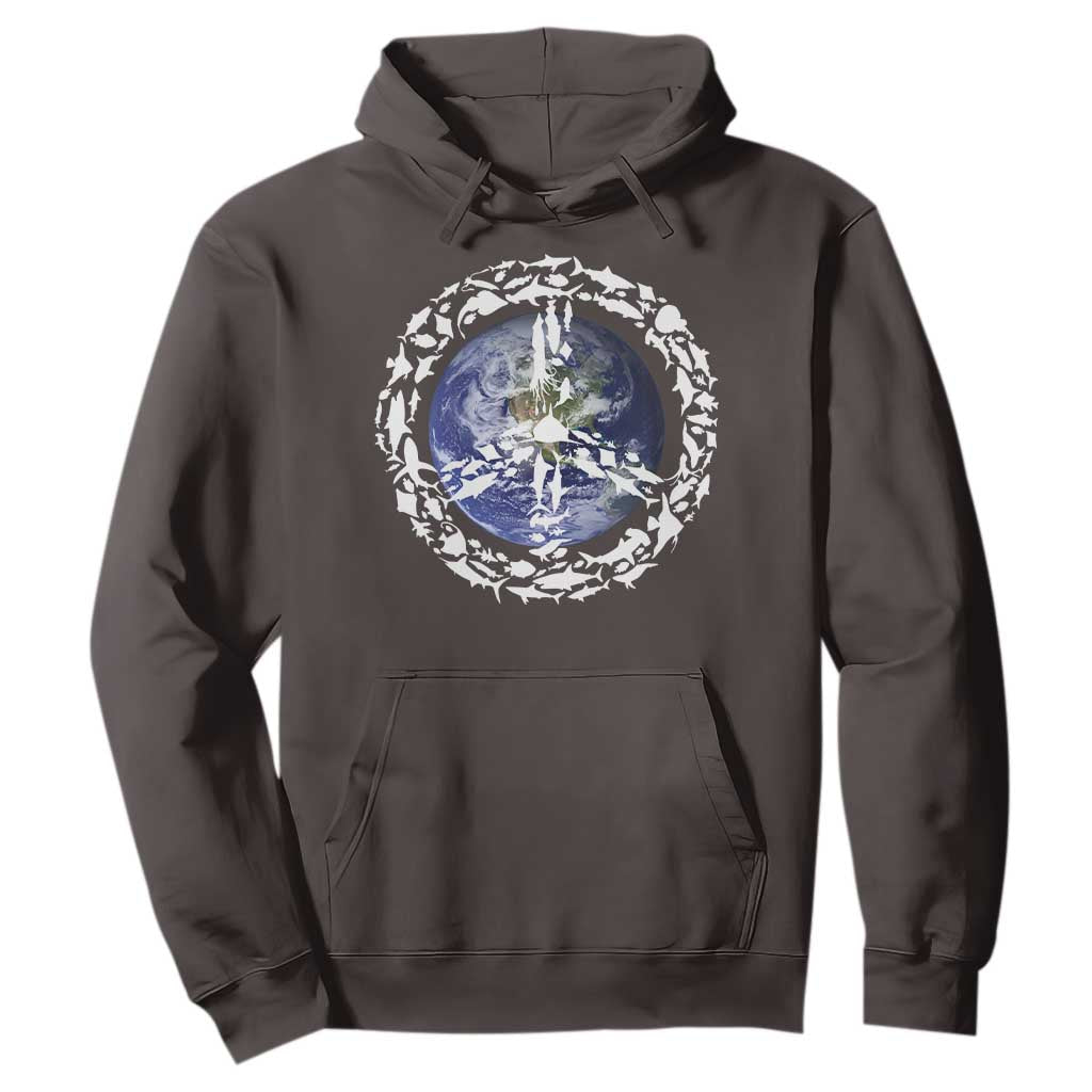 Earth Day Hoodie Save the Planet Peace Sign Positive Vibes TS10 Dark Chocolate Print Your Wear