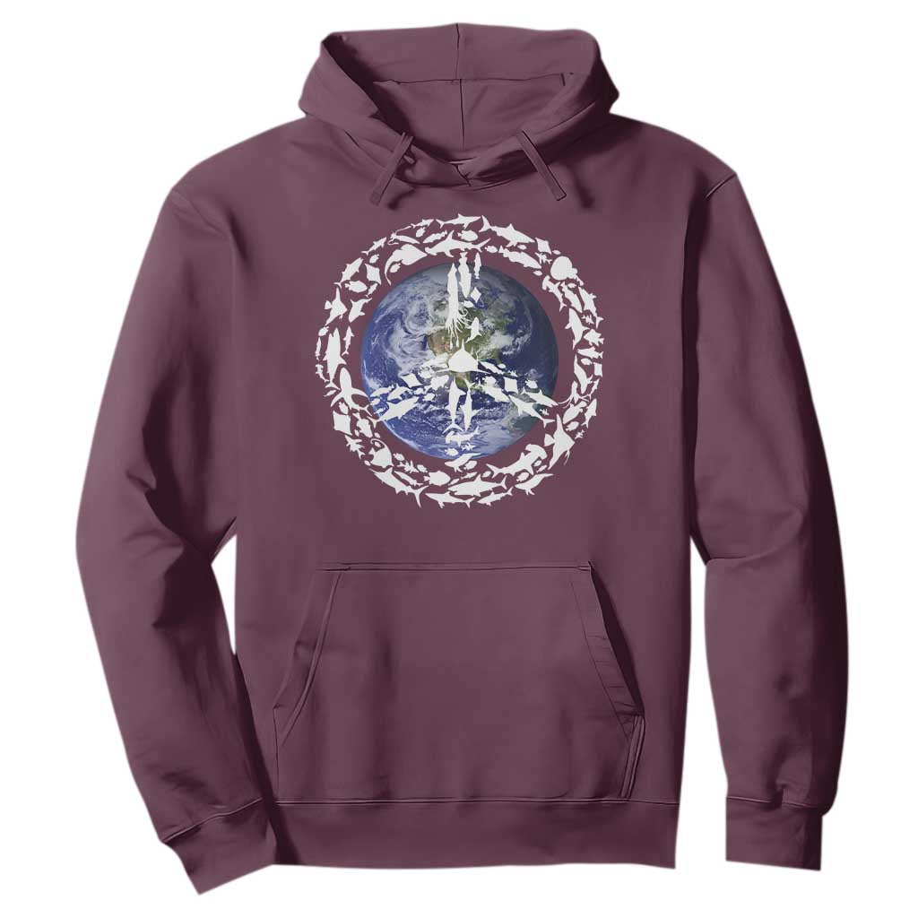 Earth Day Hoodie Save the Planet Peace Sign Positive Vibes TS10 Maroon Print Your Wear