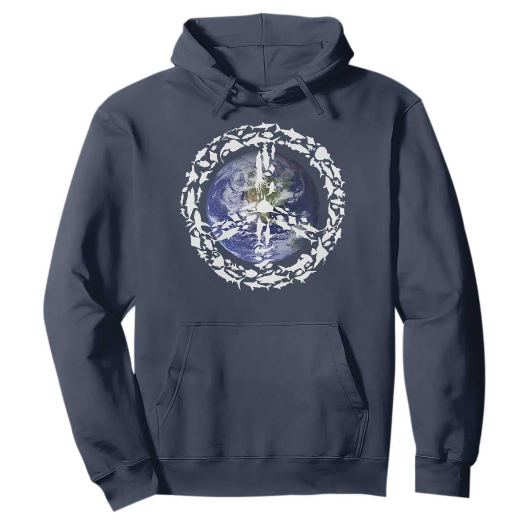 Earth Day Hoodie Save the Planet Peace Sign Positive Vibes TS10 Navy Print Your Wear