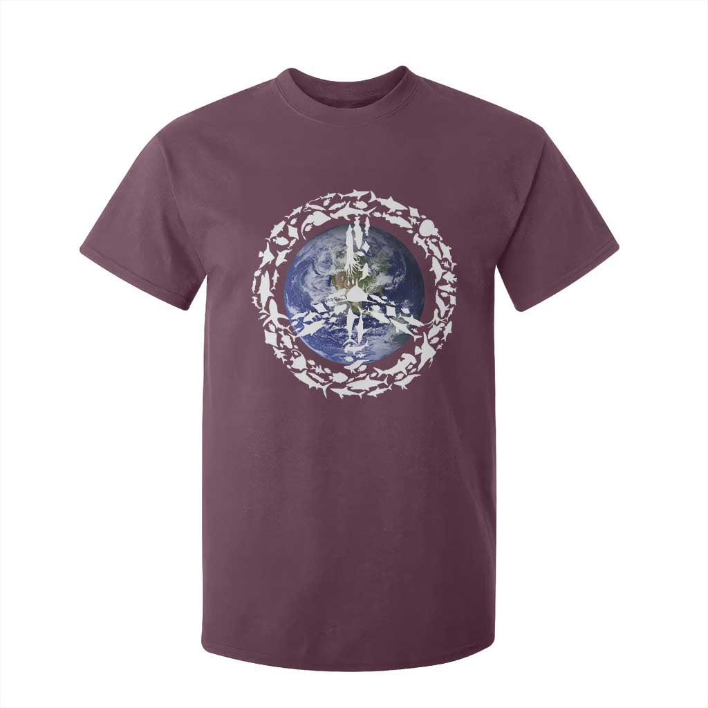 Earth Day T Shirt For Kid Save the Planet Peace Sign Positive Vibes TS10 Maroon Print Your Wear