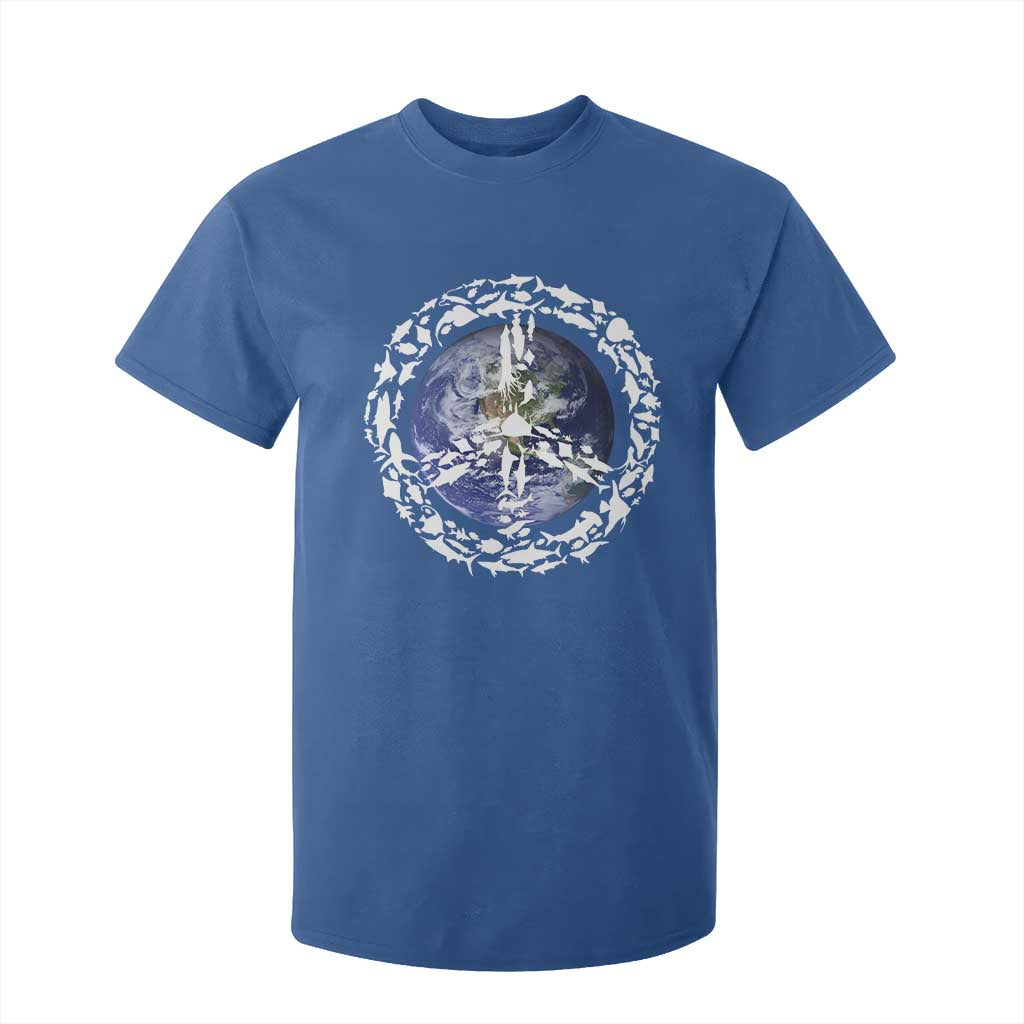 Earth Day T Shirt For Kid Save the Planet Peace Sign Positive Vibes TS10 Royal Blue Print Your Wear