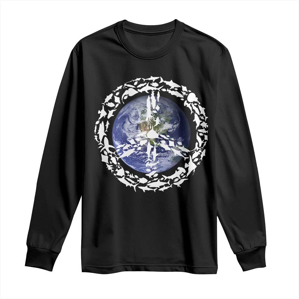 Earth Day Long Sleeve Shirt Save the Planet Peace Sign Positive Vibes TS10 Black Print Your Wear