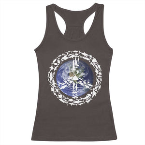 Earth Day Racerback Tank Top Save the Planet Peace Sign Positive Vibes TS10 Dark Chocolate Print Your Wear