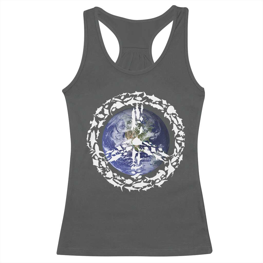 Earth Day Racerback Tank Top Save the Planet Peace Sign Positive Vibes TS10 Dark Heather Print Your Wear