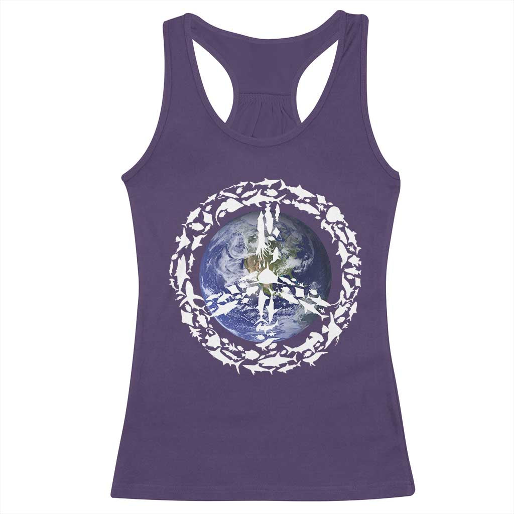 Earth Day Racerback Tank Top Save the Planet Peace Sign Positive Vibes TS10 Purple Print Your Wear