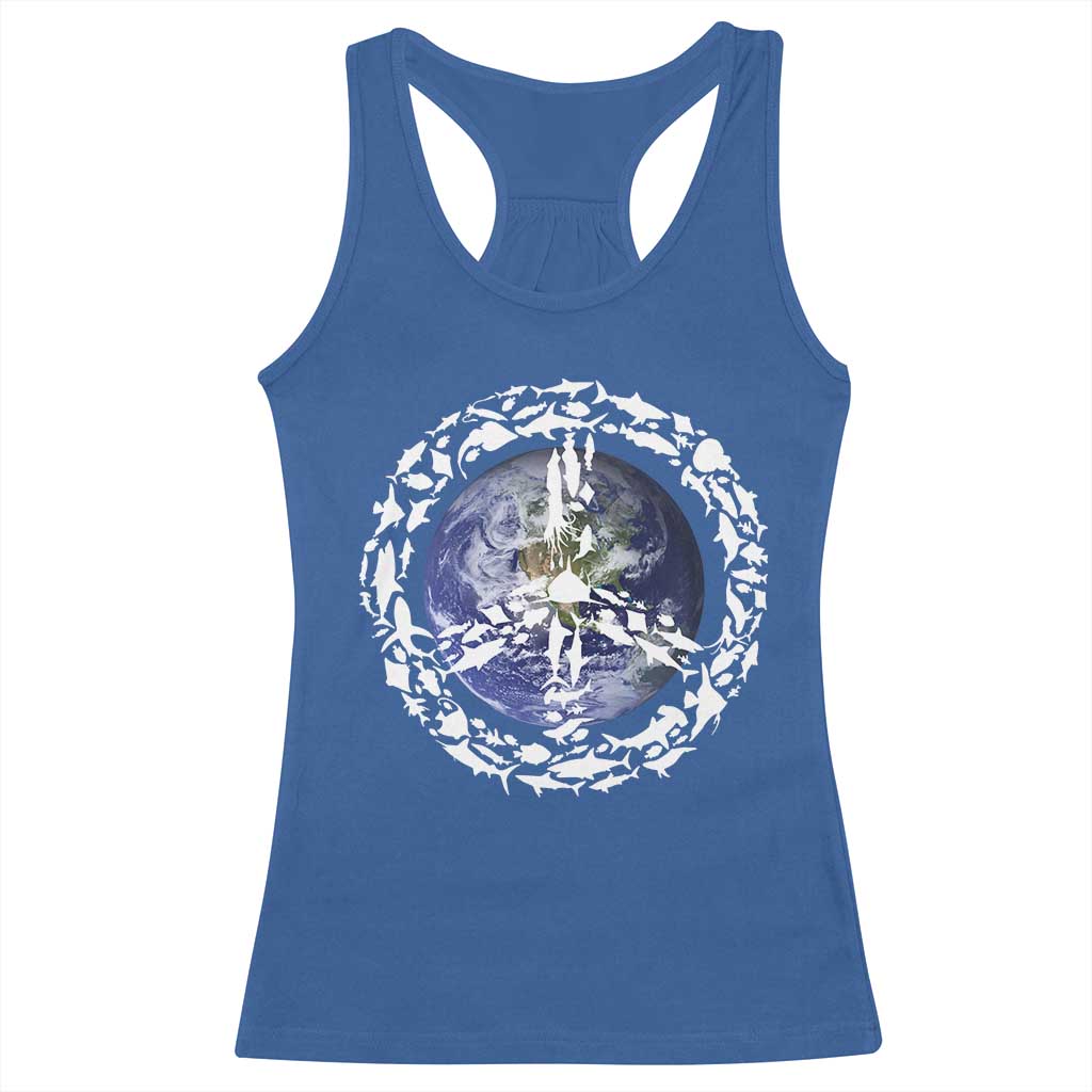 Earth Day Racerback Tank Top Save the Planet Peace Sign Positive Vibes TS10 Royal Blue Print Your Wear