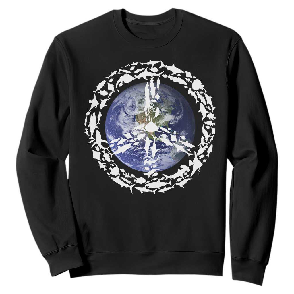 Earth Day Sweatshirt Save the Planet Peace Sign Positive Vibes TS10 Black Print Your Wear