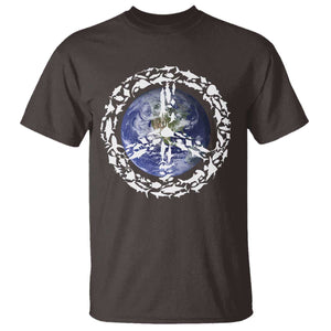 Earth Day T Shirt Save the Planet Peace Sign Positive Vibes TS10 Dark Chocolate Print Your Wear