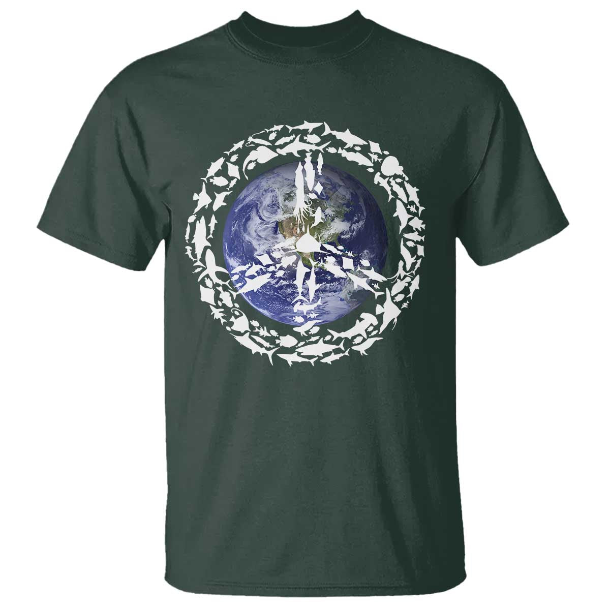Earth Day T Shirt Save the Planet Peace Sign Positive Vibes TS10 Dark Forest Green Print Your Wear