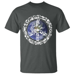 Earth Day T Shirt Save the Planet Peace Sign Positive Vibes TS10 Dark Heather Print Your Wear