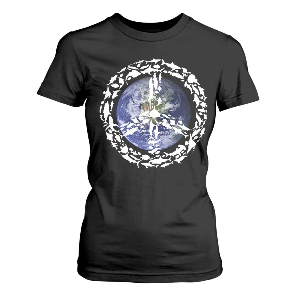 Earth Day T Shirt For Women Save the Planet Peace Sign Positive Vibes TS10 Black Print Your Wear