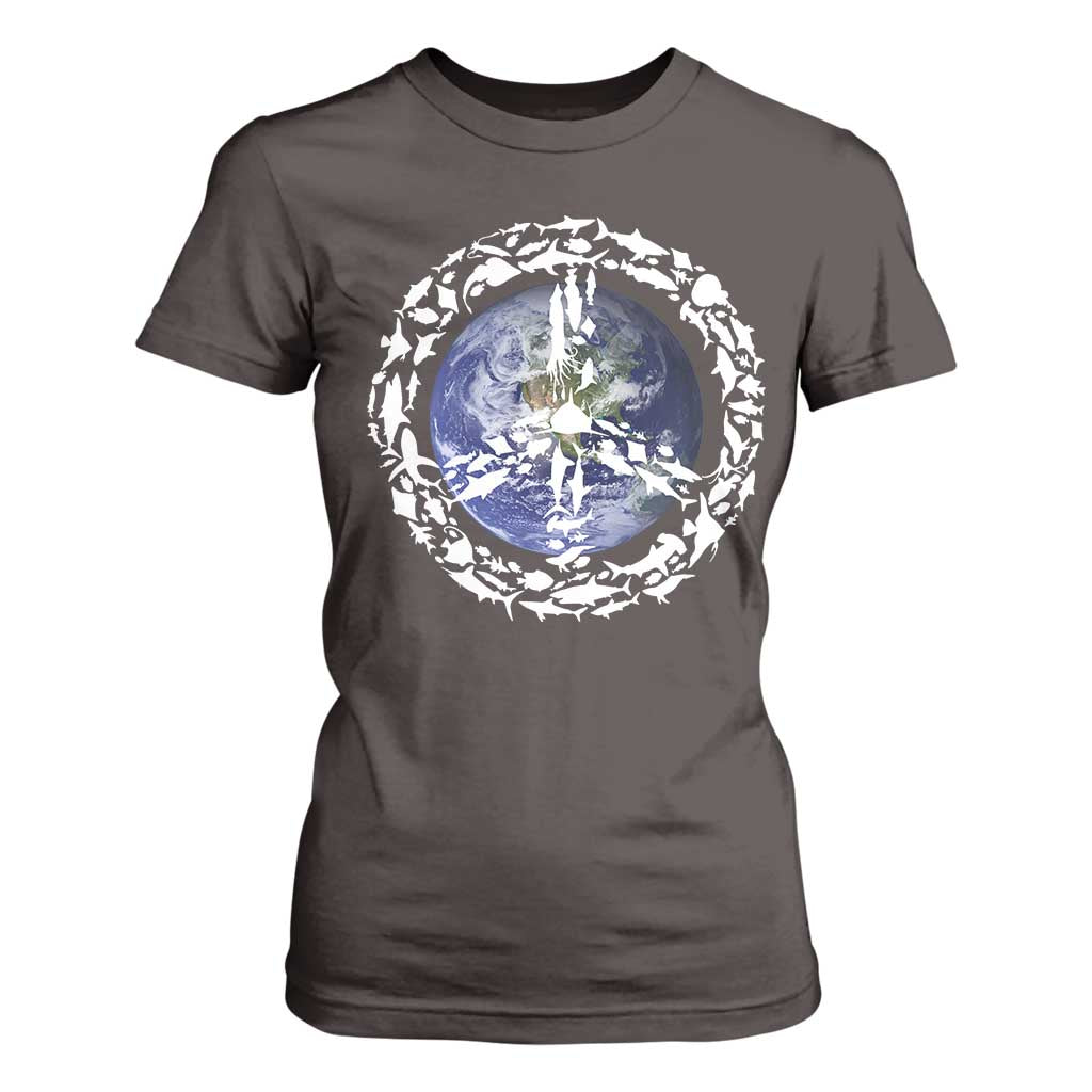 Earth Day T Shirt For Women Save the Planet Peace Sign Positive Vibes TS10 Dark Chocolate Print Your Wear