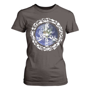 Earth Day T Shirt For Women Save the Planet Peace Sign Positive Vibes TS10 Dark Chocolate Print Your Wear