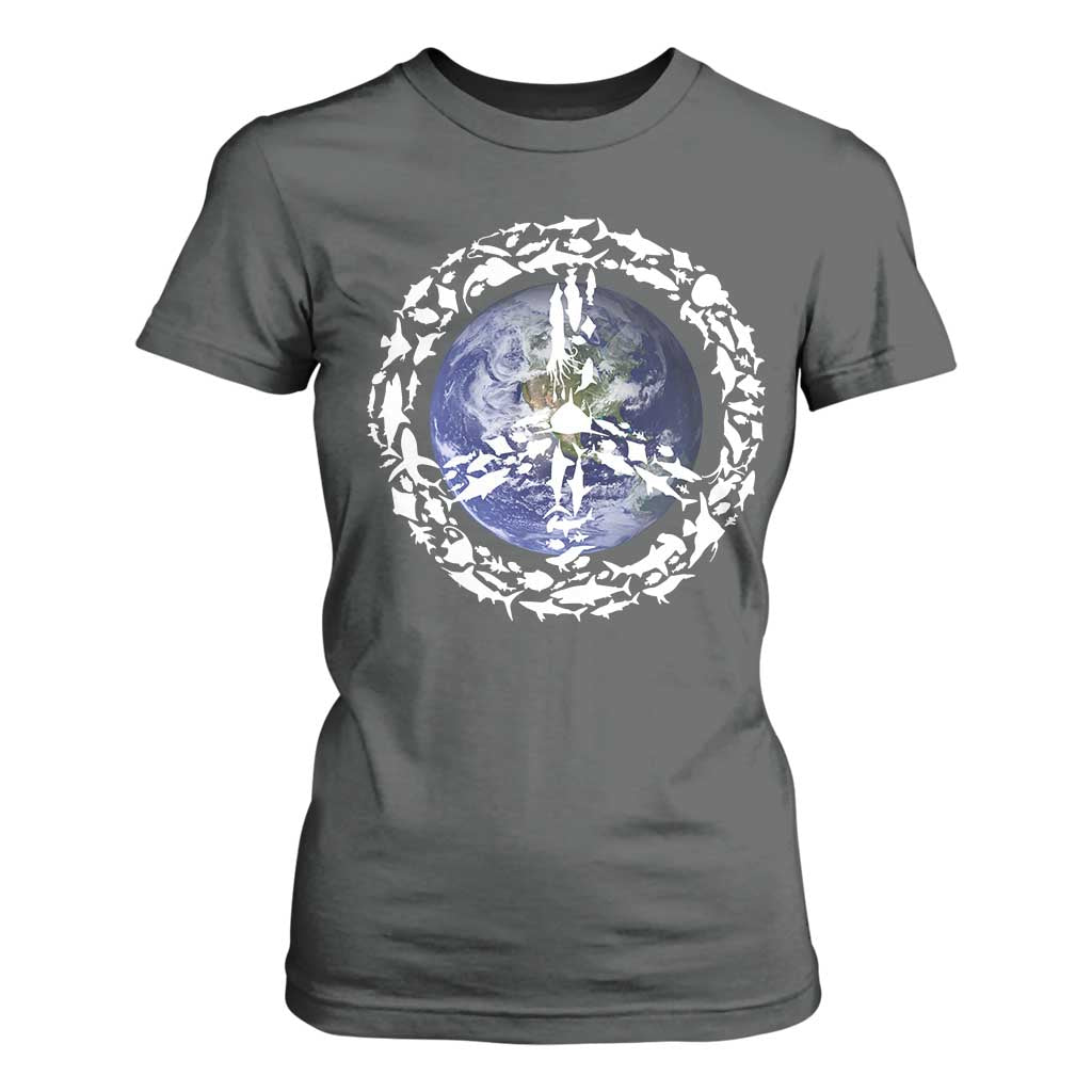 Earth Day T Shirt For Women Save the Planet Peace Sign Positive Vibes TS10 Dark Heather Print Your Wear