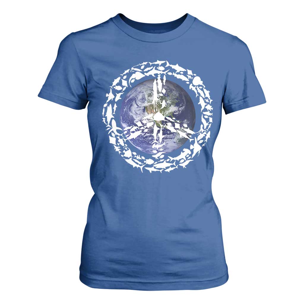 Earth Day T Shirt For Women Save the Planet Peace Sign Positive Vibes TS10 Royal Blue Print Your Wear