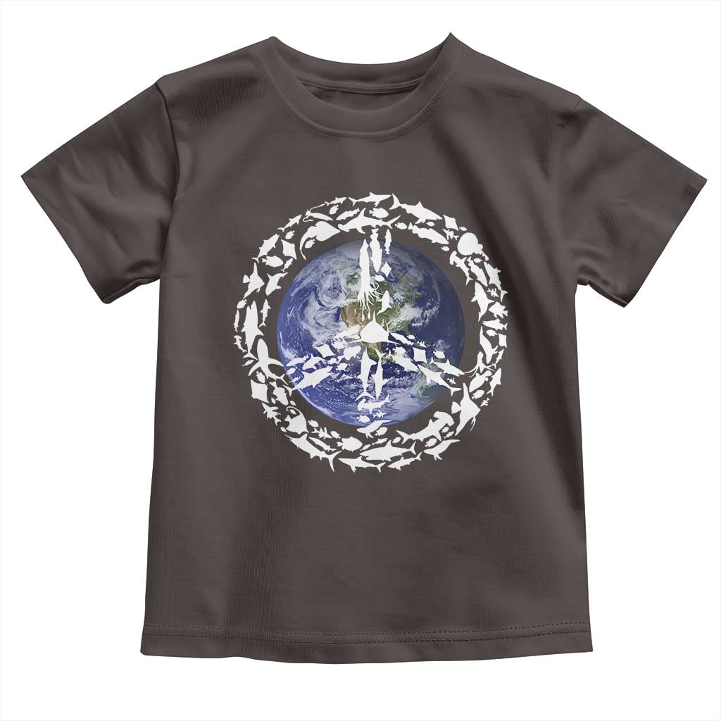 Earth Day Toddler T Shirt Save the Planet Peace Sign Positive Vibes TS10 Dark Chocolate Print Your Wear