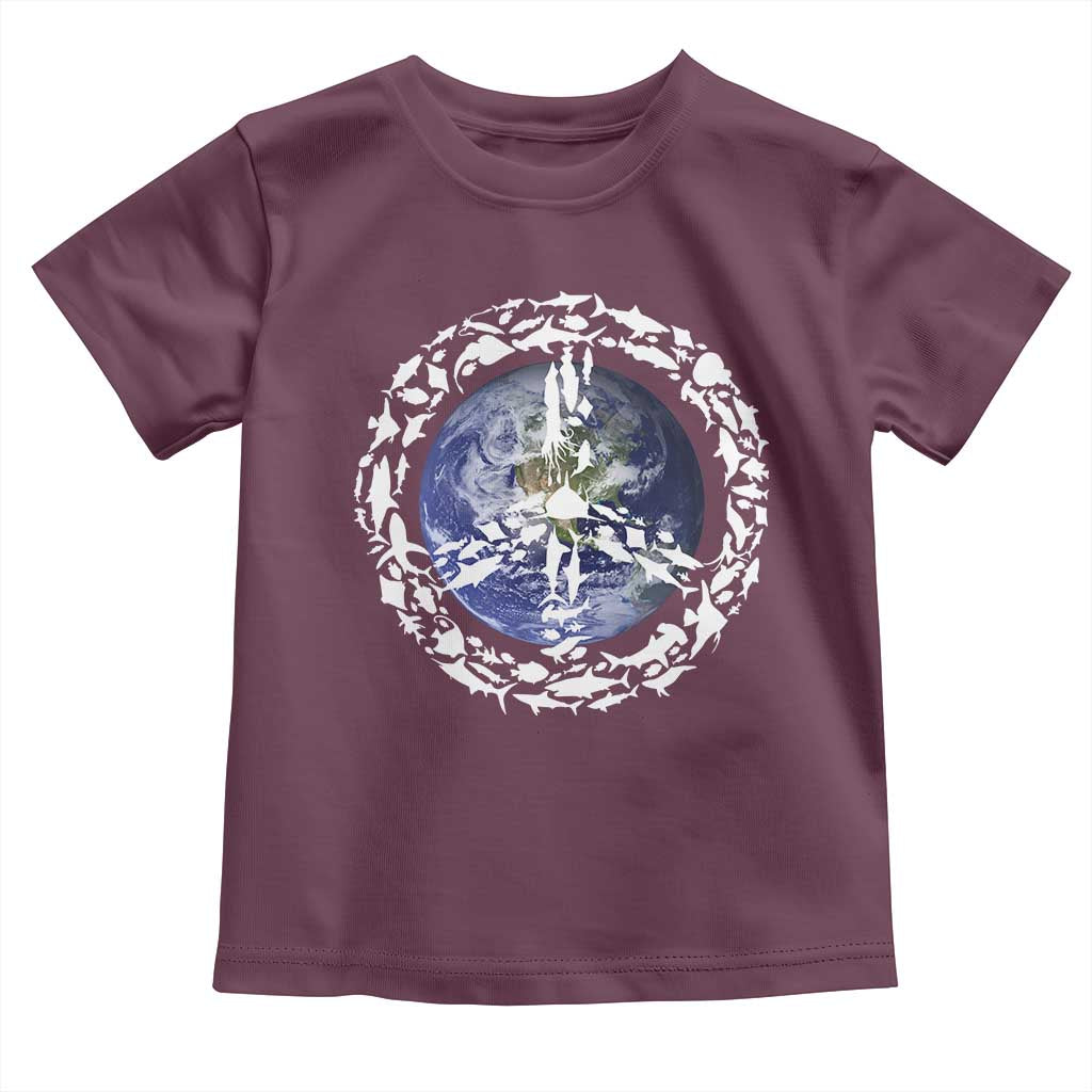 Earth Day Toddler T Shirt Save the Planet Peace Sign Positive Vibes TS10 Maroon Print Your Wear