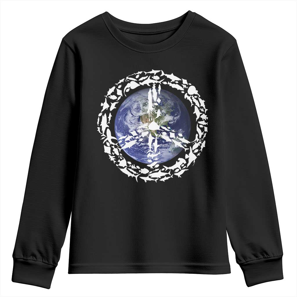 Earth Day Youth Sweatshirt Save the Planet Peace Sign Positive Vibes TS10 Black Print Your Wear