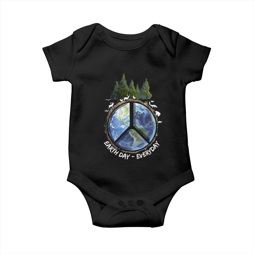 Earth Day Baby Onesie Everyday Peace Sign Positive Vibes TS10 Black Print Your Wear