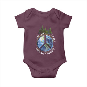 Earth Day Baby Onesie Everyday Peace Sign Positive Vibes TS10 Maroon Print Your Wear