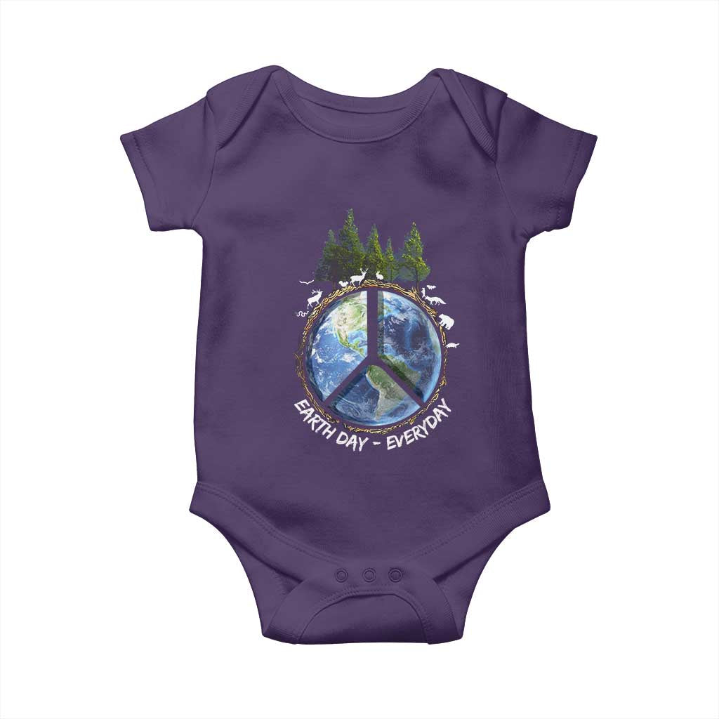 Earth Day Baby Onesie Everyday Peace Sign Positive Vibes TS10 Purple Print Your Wear