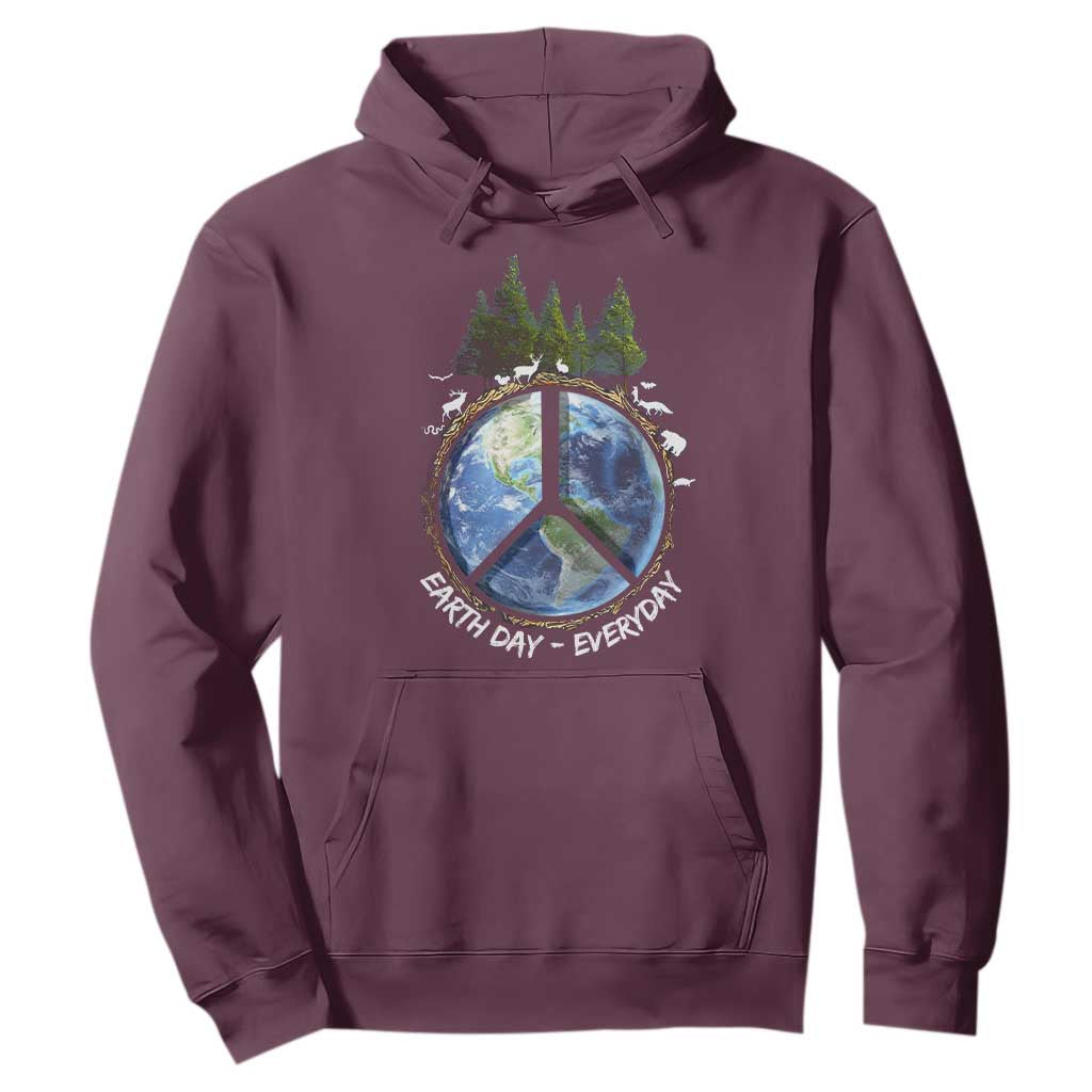 Earth Day Hoodie Everyday Peace Sign Positive Vibes TS10 Maroon Print Your Wear