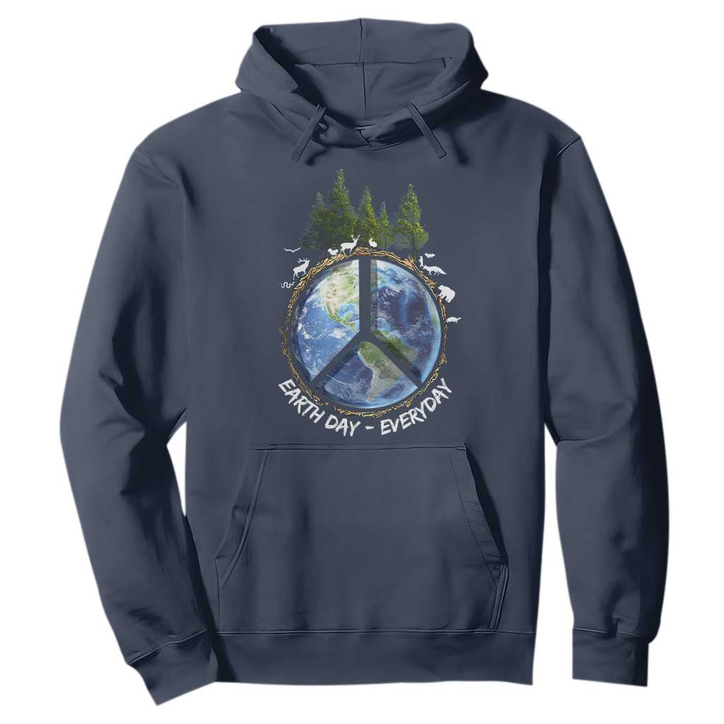 Earth Day Hoodie Everyday Peace Sign Positive Vibes TS10 Navy Print Your Wear