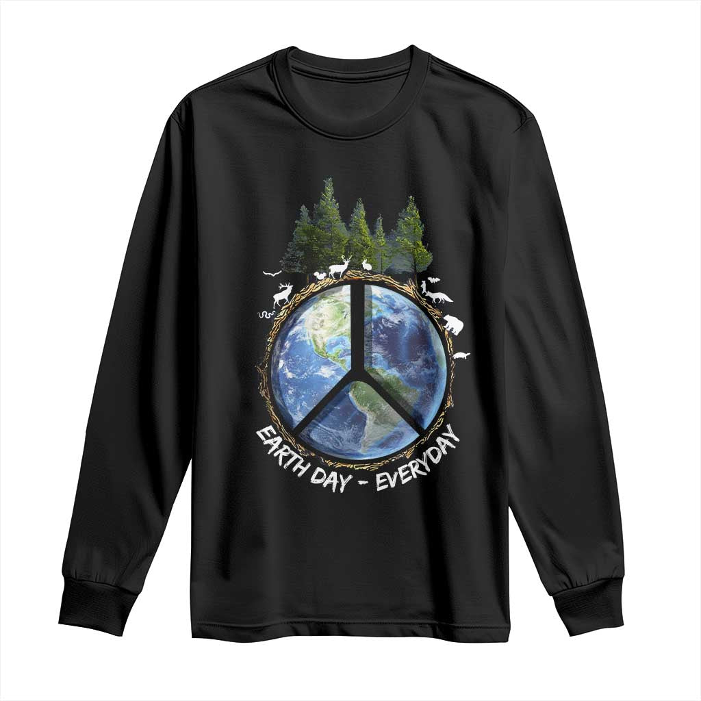 Earth Day Long Sleeve Shirt Everyday Peace Sign Positive Vibes TS10 Black Print Your Wear