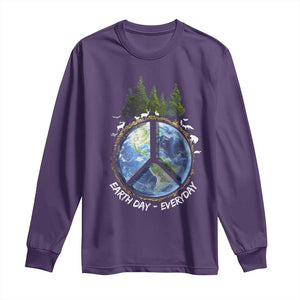 Earth Day Long Sleeve Shirt Everyday Peace Sign Positive Vibes TS10 Purple Print Your Wear