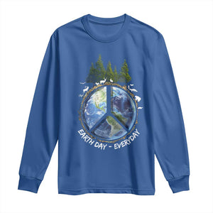 Earth Day Long Sleeve Shirt Everyday Peace Sign Positive Vibes TS10 Royal Blue Print Your Wear