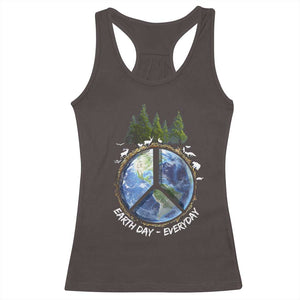 Earth Day Racerback Tank Top Everyday Peace Sign Positive Vibes TS10 Dark Chocolate Print Your Wear