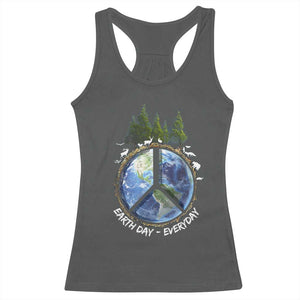 Earth Day Racerback Tank Top Everyday Peace Sign Positive Vibes TS10 Dark Heather Print Your Wear