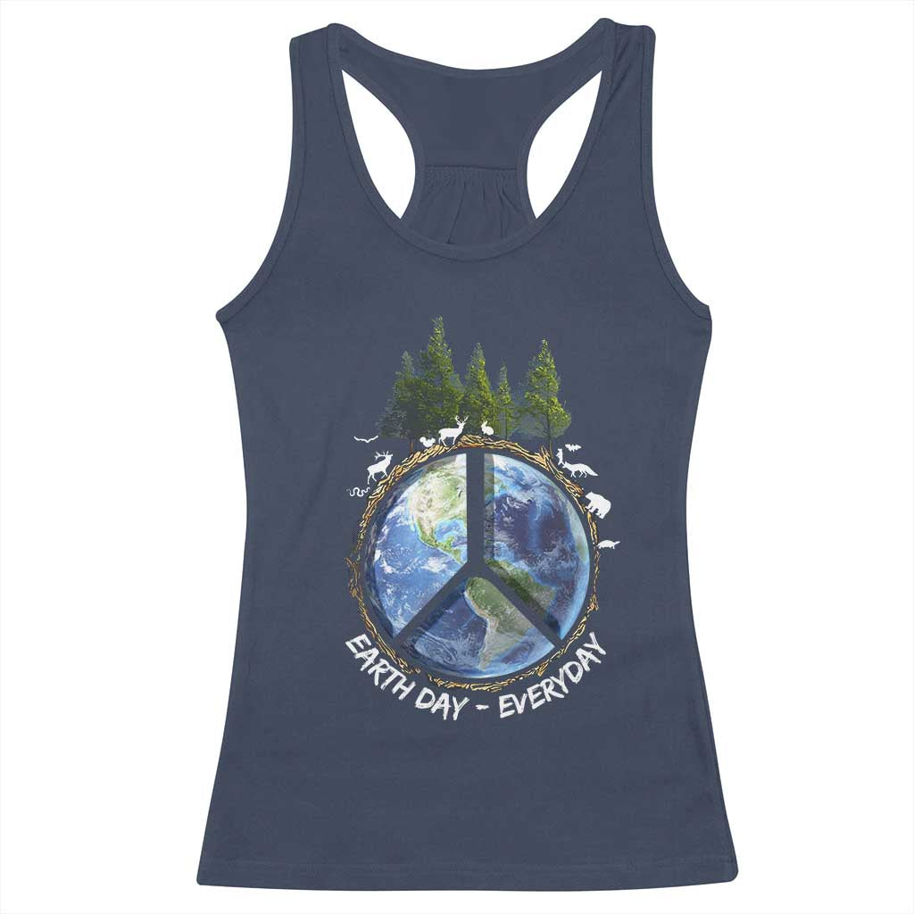 Earth Day Racerback Tank Top Everyday Peace Sign Positive Vibes TS10 Navy Print Your Wear