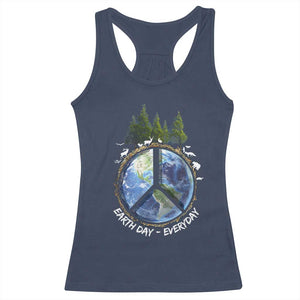 Earth Day Racerback Tank Top Everyday Peace Sign Positive Vibes TS10 Navy Print Your Wear