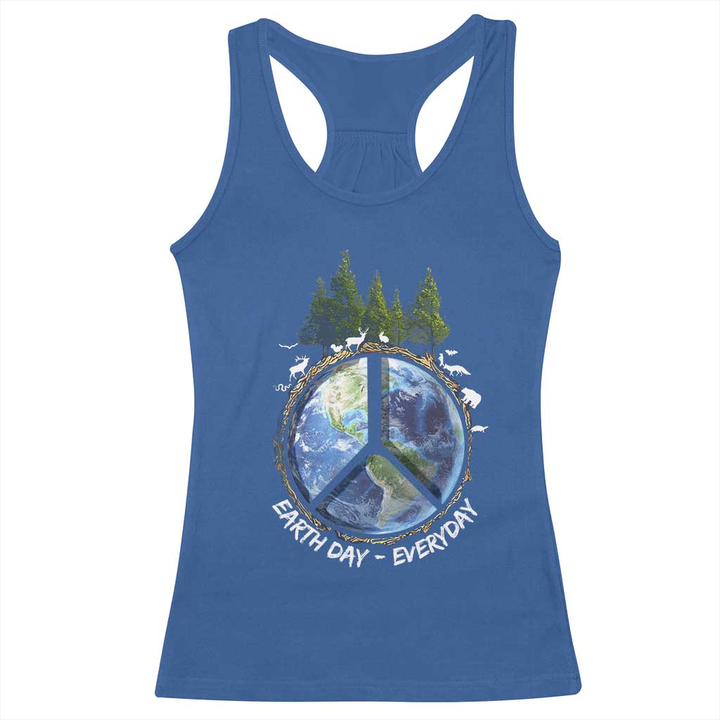 Earth Day Racerback Tank Top Everyday Peace Sign Positive Vibes TS10 Royal Blue Print Your Wear