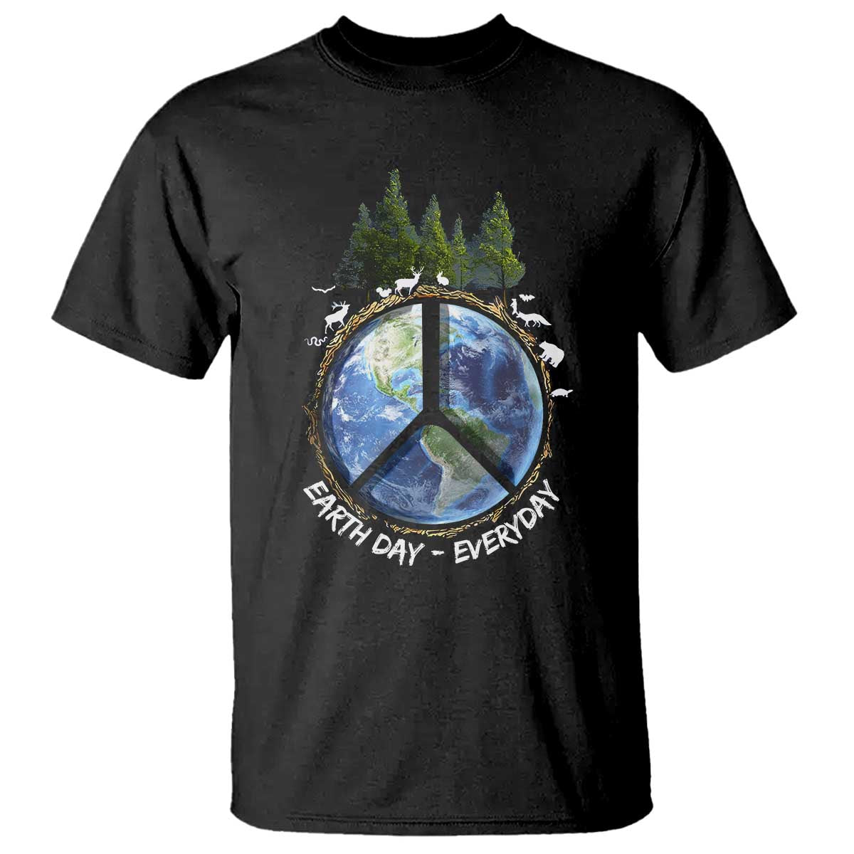 Earth Day T Shirt Everyday Peace Sign Positive Vibes TS10 Black Print Your Wear