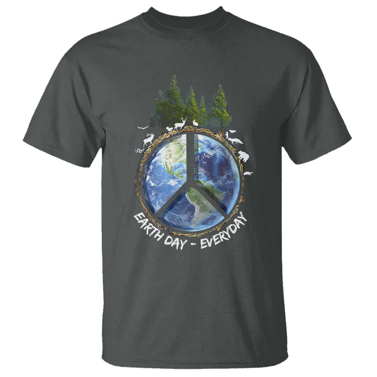 Earth Day T Shirt Everyday Peace Sign Positive Vibes TS10 Dark Heather Print Your Wear